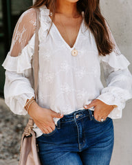 Emersyn Embroidered Lace Ruffle Top Ins Street