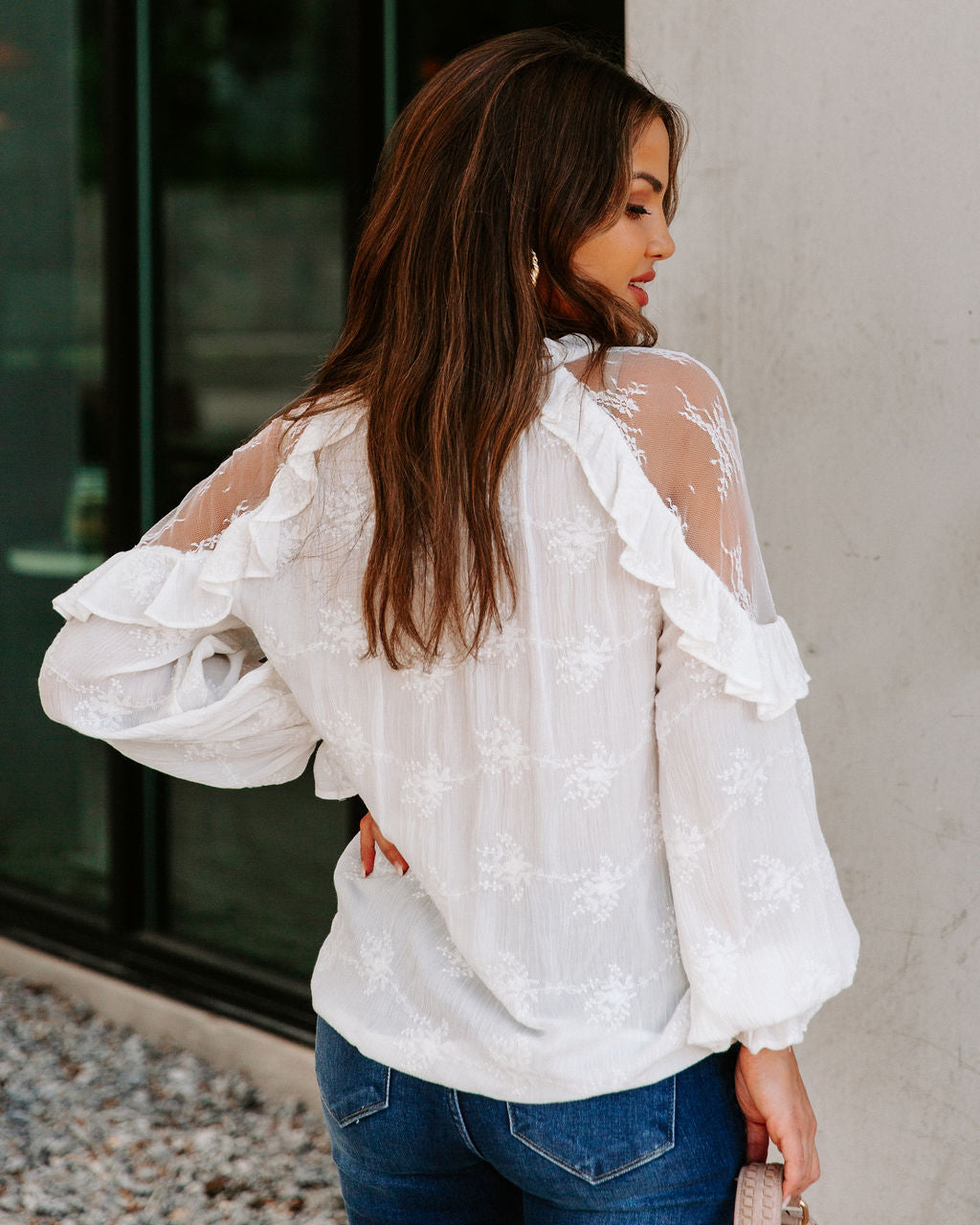 Emersyn Embroidered Lace Ruffle Top Ins Street