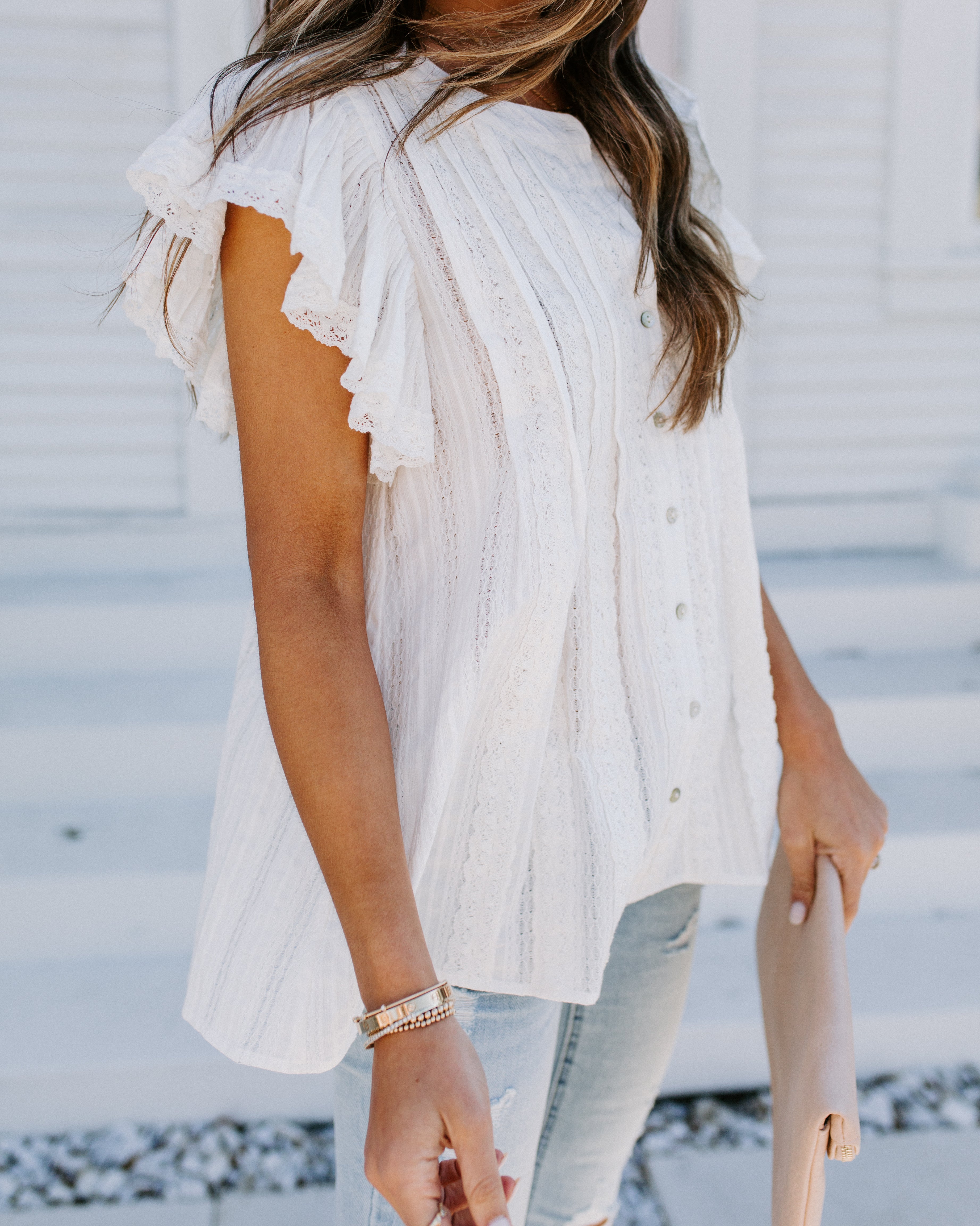 Narcissus Cotton Lace Button Down Top Ins Street
