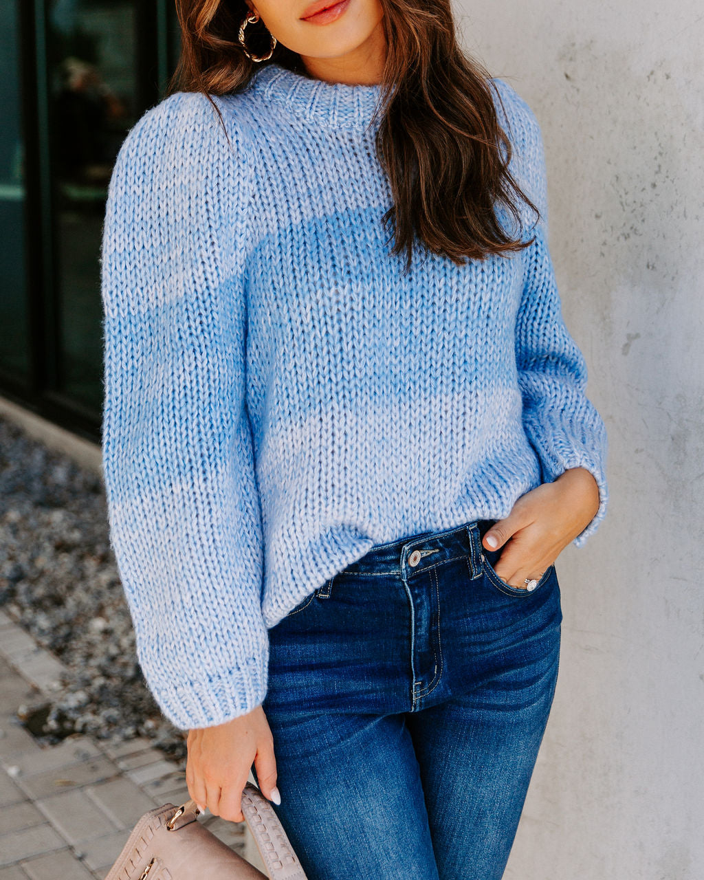 Alana Two-Tone Knit Sweater - Blue LUMI-001