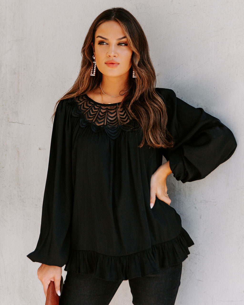 Last Glance Lace Blouse - Black Ins Street