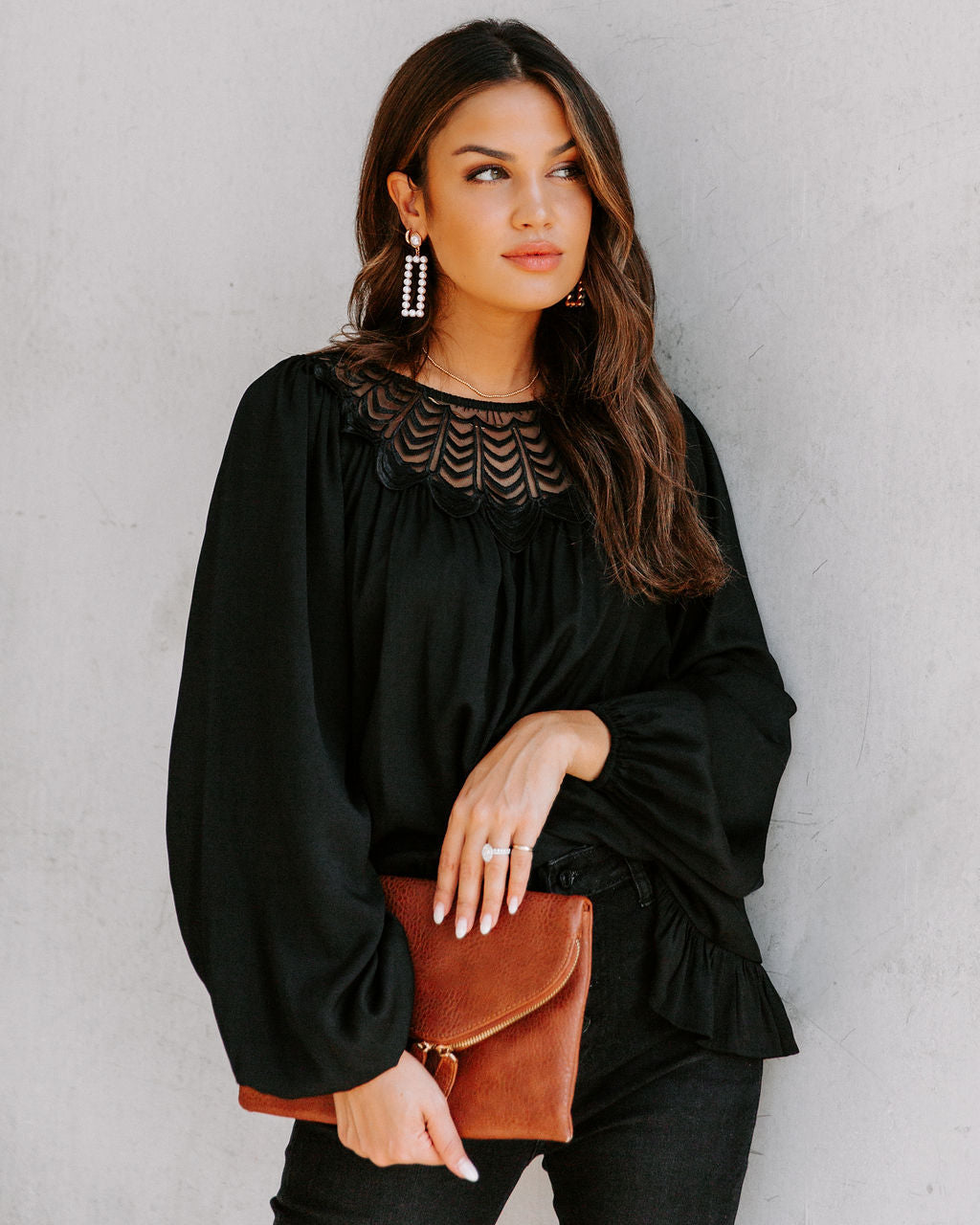 Last Glance Lace Blouse - Black Ins Street