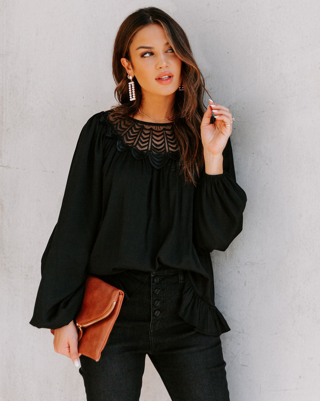 Last Glance Lace Blouse - Black Ins Street