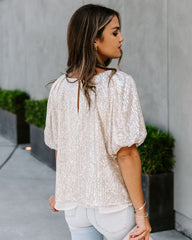 Secrecy Sequin Puff Sleeve Top Ins Street