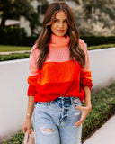 Falling Acorns Colorblock Turtleneck Sweater - Orange Multi - FINAL SALE Ins Street