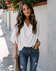 Elton Drape Blouse - White Ins Street