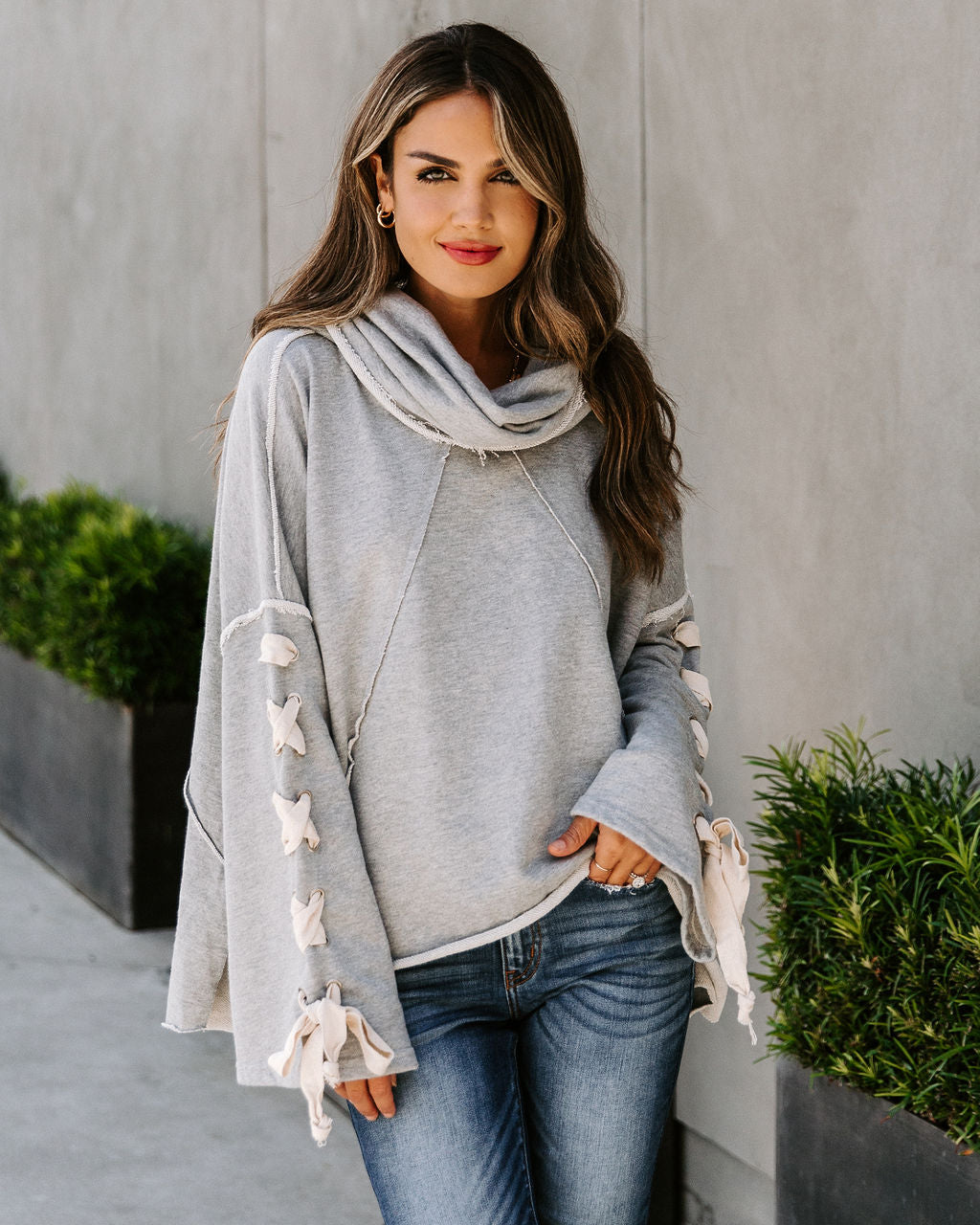 Sit Back And Relax Cotton Blend Cowl Neck Hooded Pullover Ins Street