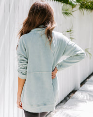 Long Weekend Cotton Pocketed Half Zip Pullover - Mint Ins Street