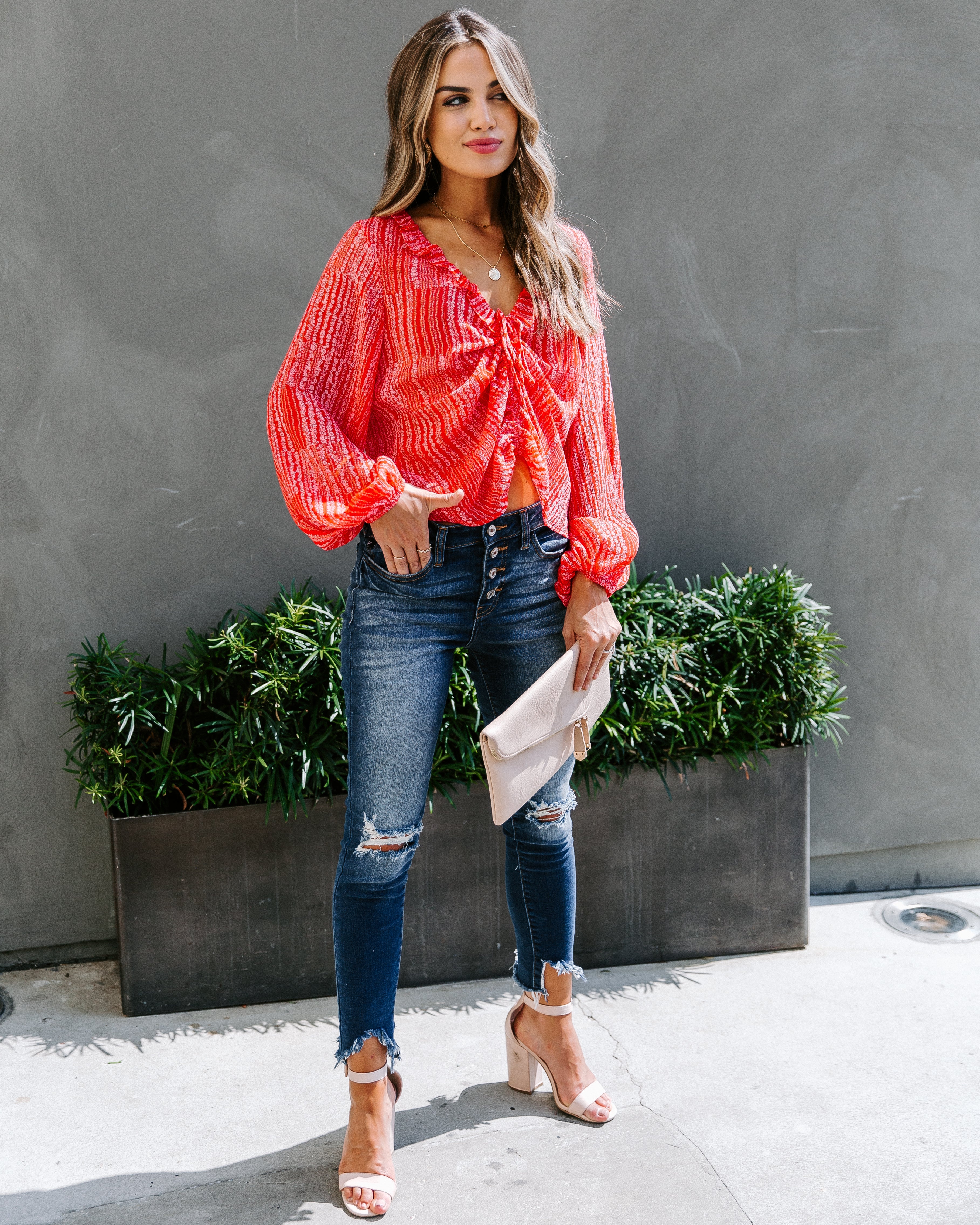 Fruitful Floral Shimmer Ruffle Blouse Ins Street