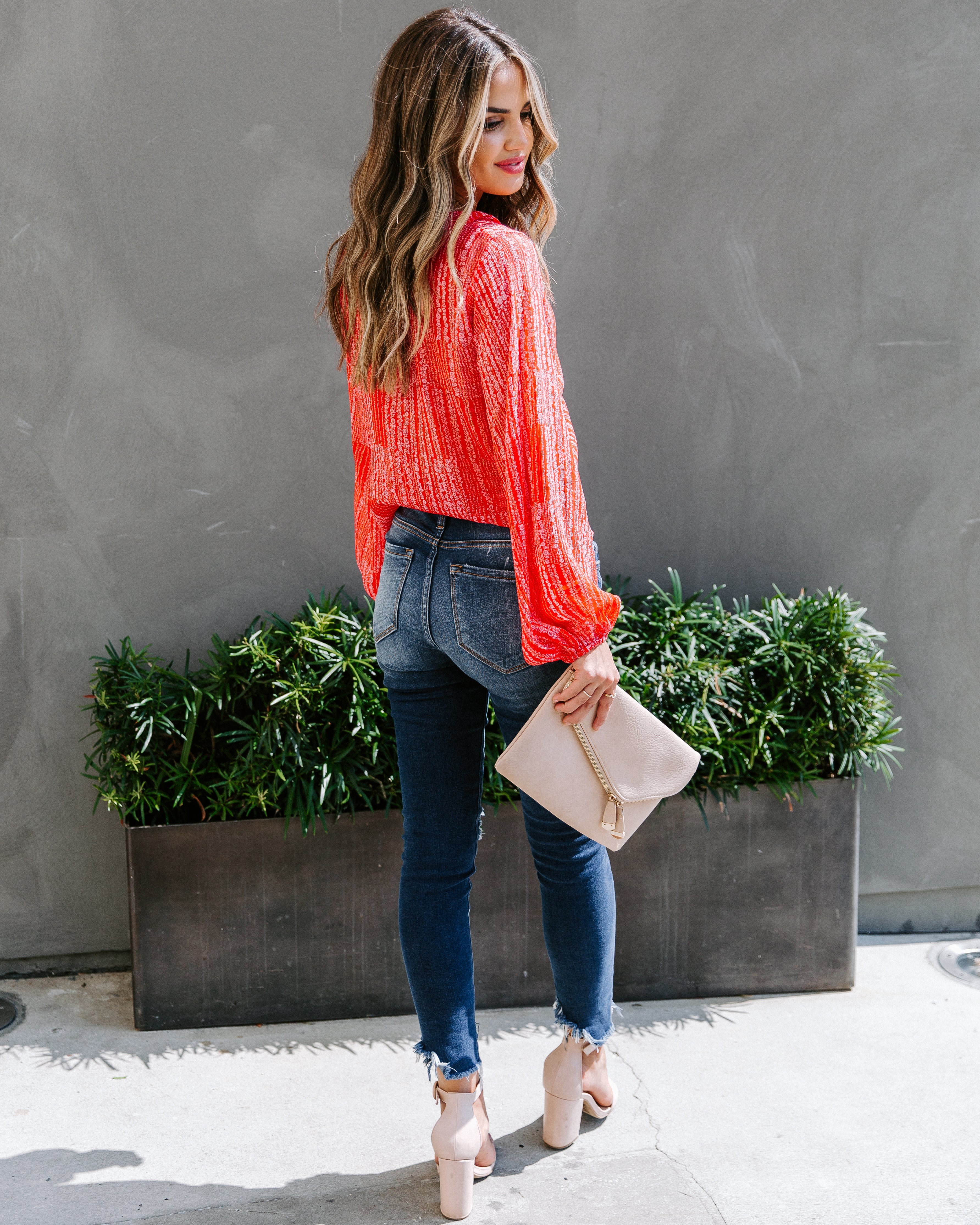 Fruitful Floral Shimmer Ruffle Blouse Ins Street