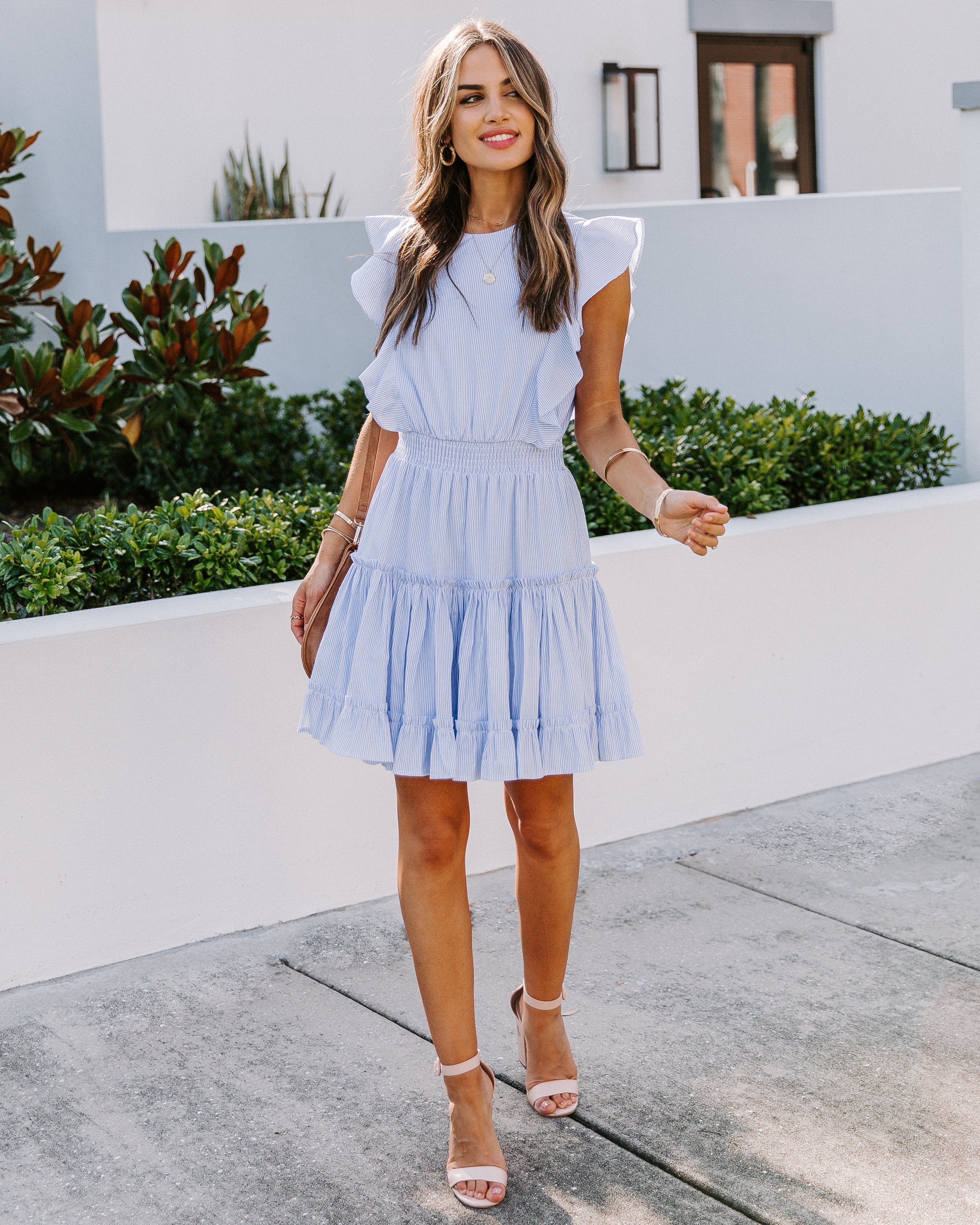 Capri Cotton Striped Ruffle Dress Ins Street