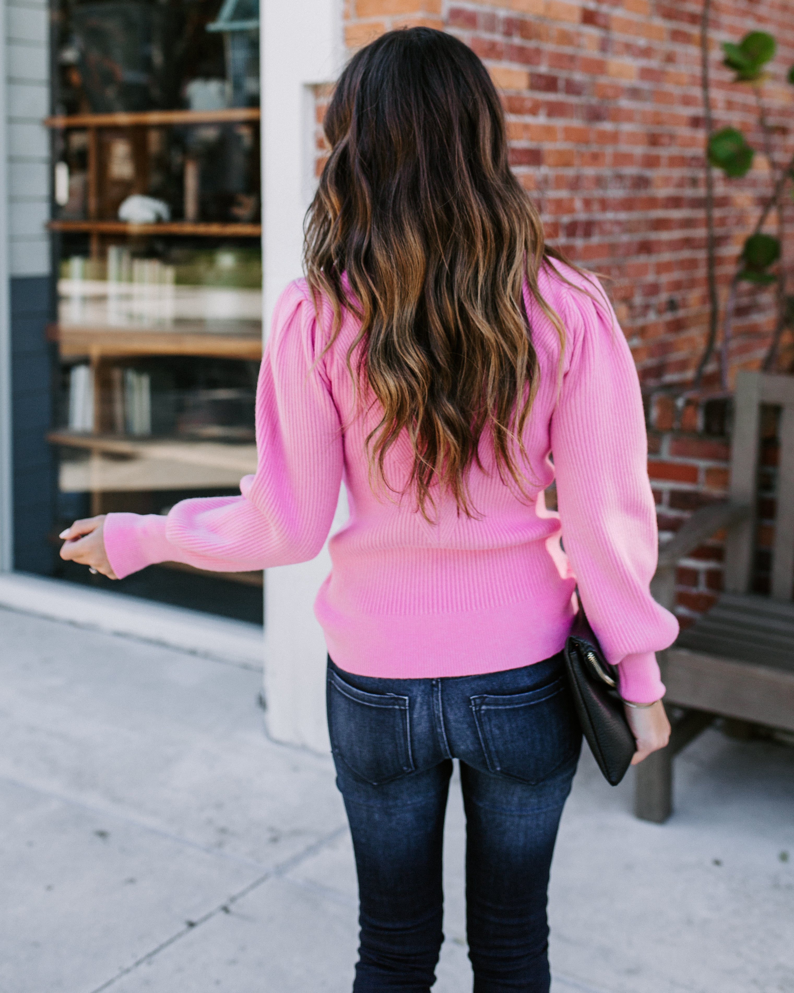 Bubble Over Ribbed Knit Sweater - Pink Ins Street