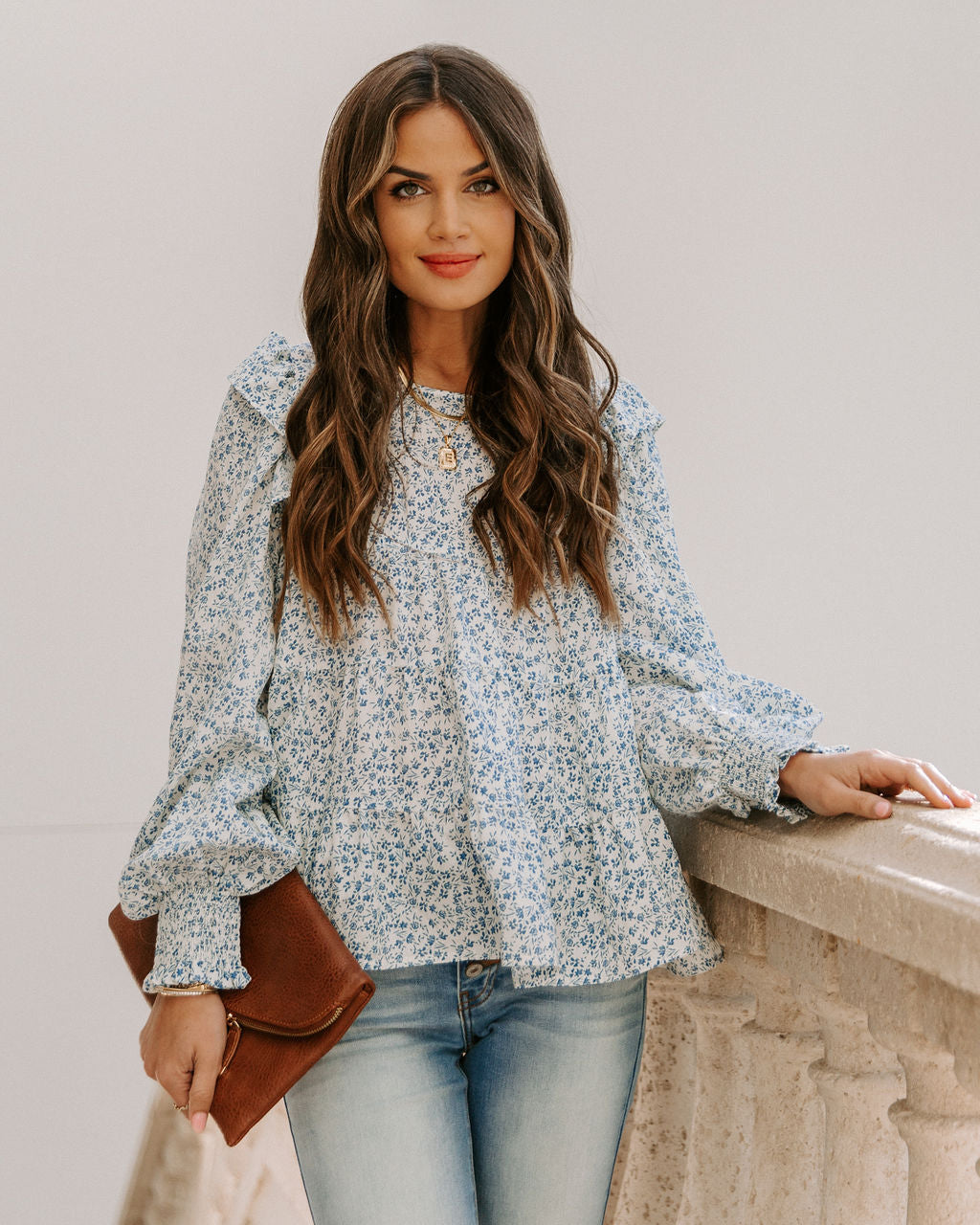 Haiden Smocked Floral Ruffle Blouse Ins Street