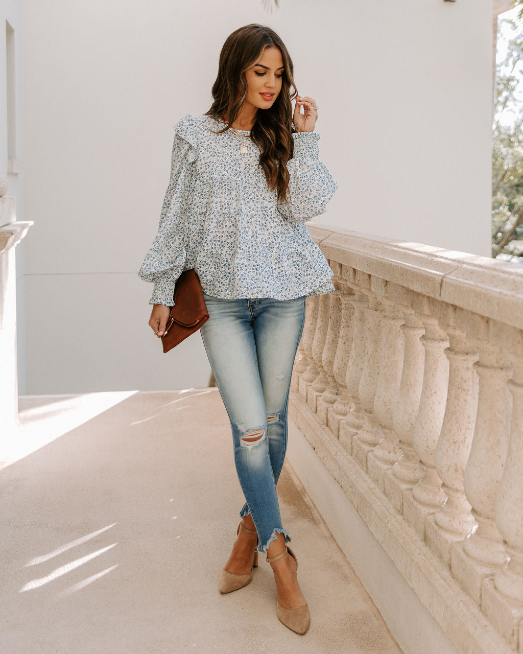 Haiden Smocked Floral Ruffle Blouse Ins Street