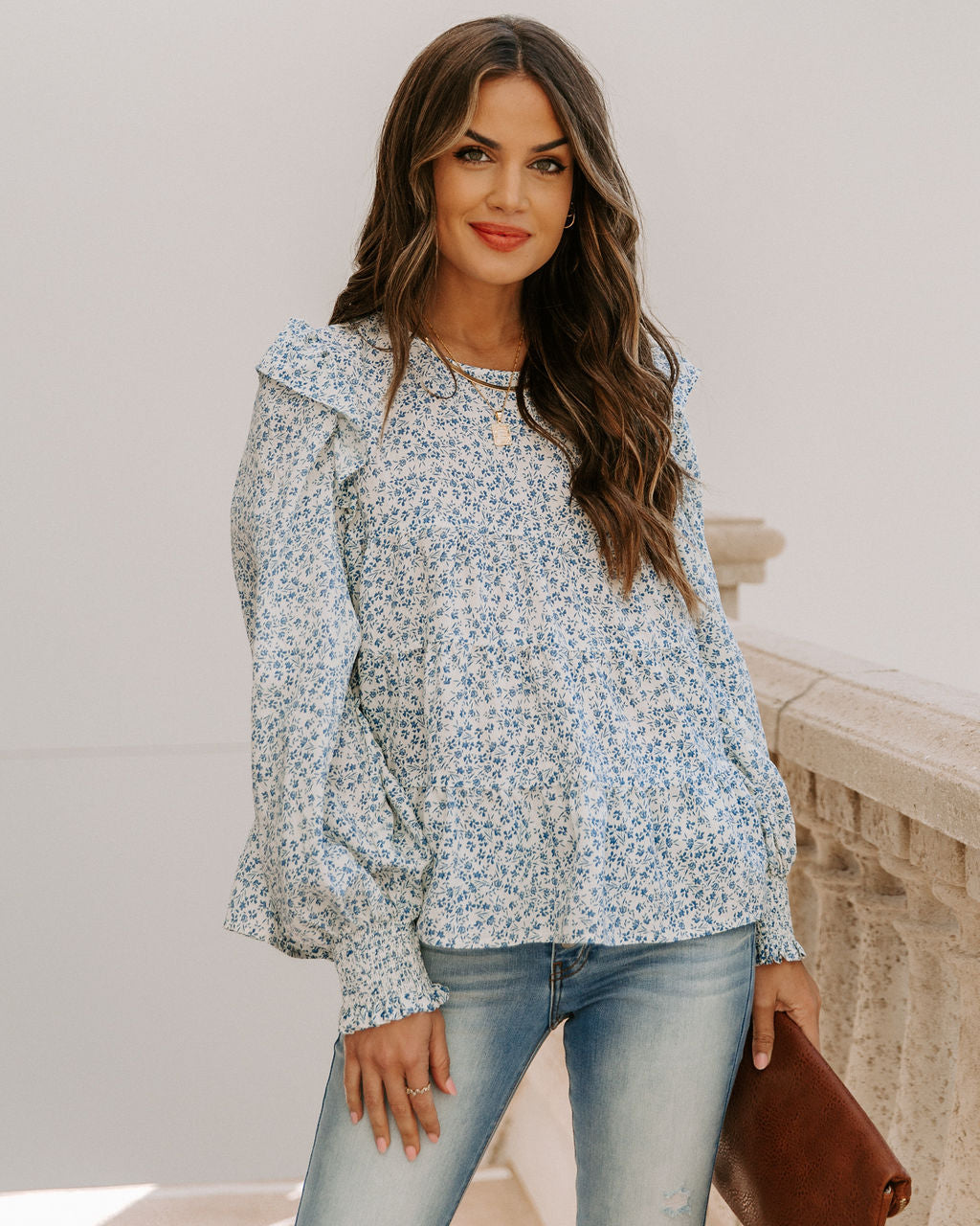 Haiden Smocked Floral Ruffle Blouse Ins Street