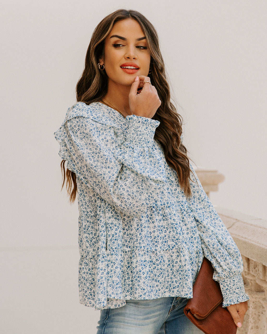 Haiden Smocked Floral Ruffle Blouse Ins Street