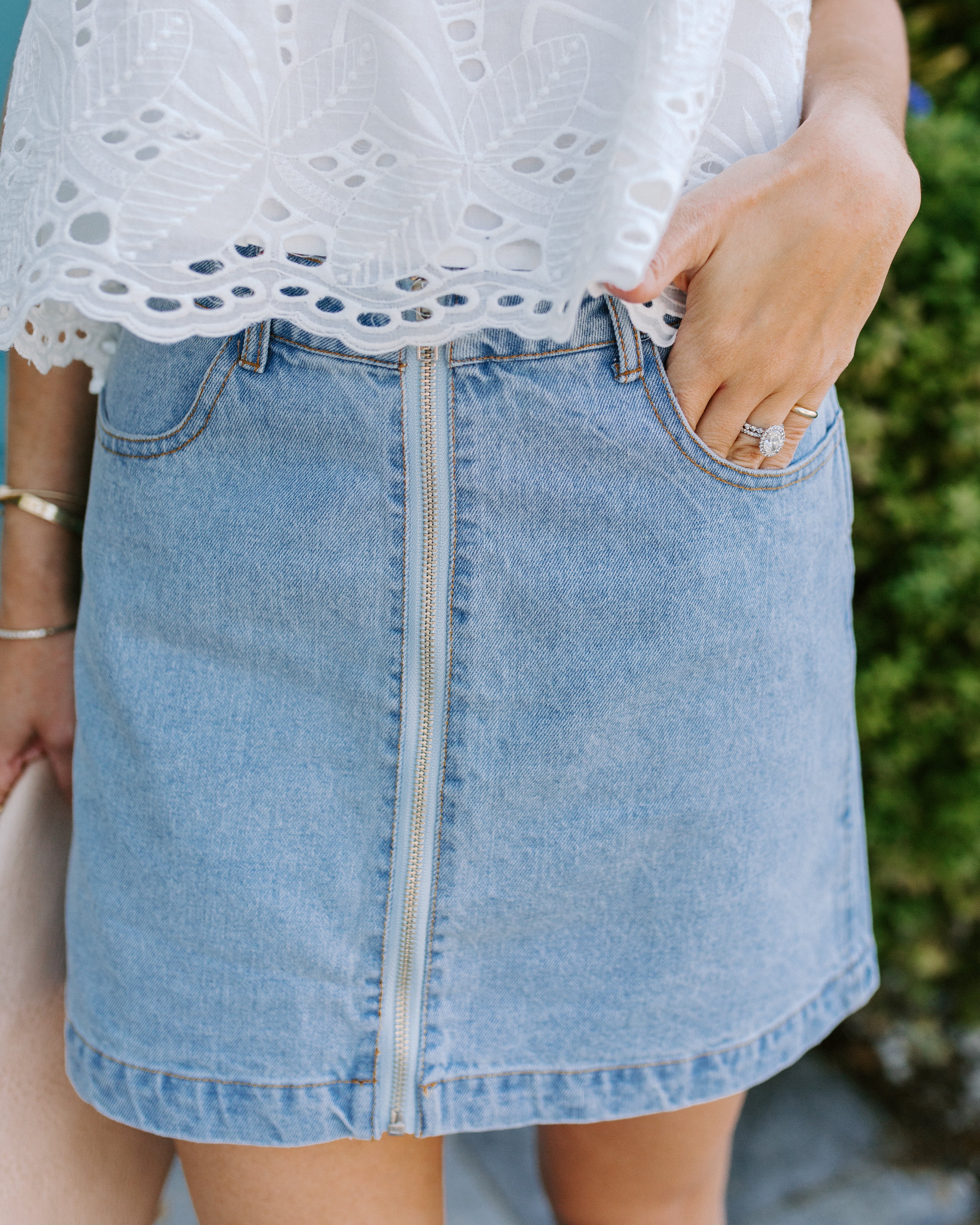 In A Zip Pocketed Denim Skirt - FINAL SALE Ins Street