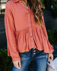 Grady Collared Button Down Peplum Top - Ginger Ins Street