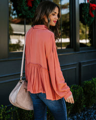 Grady Collared Button Down Peplum Top - Ginger Ins Street