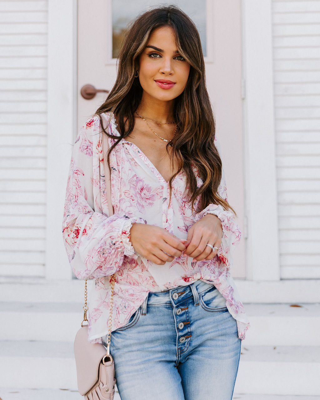 Symbolize Love Printed Ruffle Blouse Ins Street