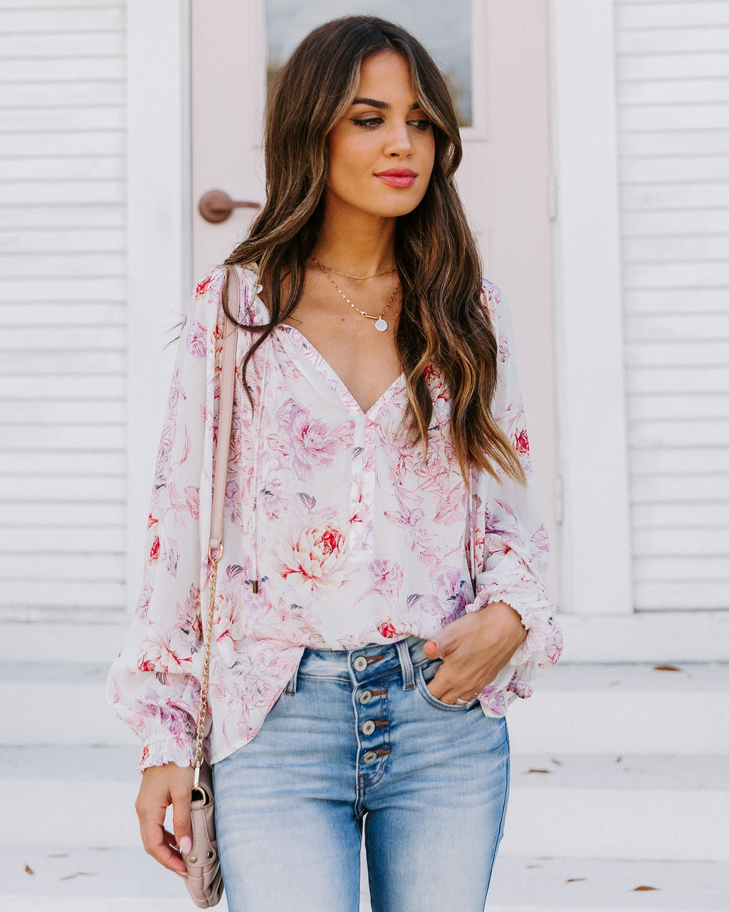 Symbolize Love Printed Ruffle Blouse Ins Street