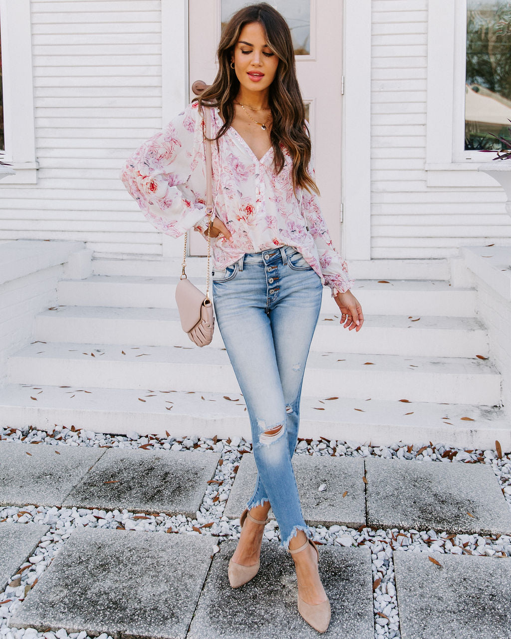 Symbolize Love Printed Ruffle Blouse Ins Street