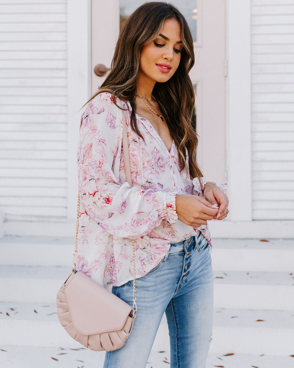 Symbolize Love Printed Ruffle Blouse Ins Street