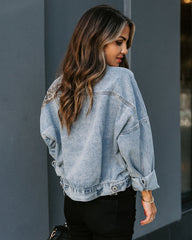 Redone Pocketed Leopard Distressed Denim Jacket Ins Street