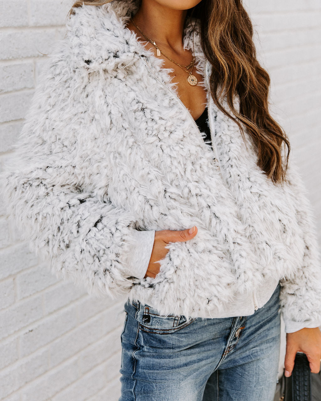 Snow Angel Pocketed Faux Fur Jacket - Black - FINAL SALE Ins Street