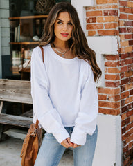 Better Late Than Never Cotton Long Sleeve Top - White InsStreet