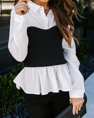 Kyrie Contrast Button Down Knit Bustier Top Ins Street