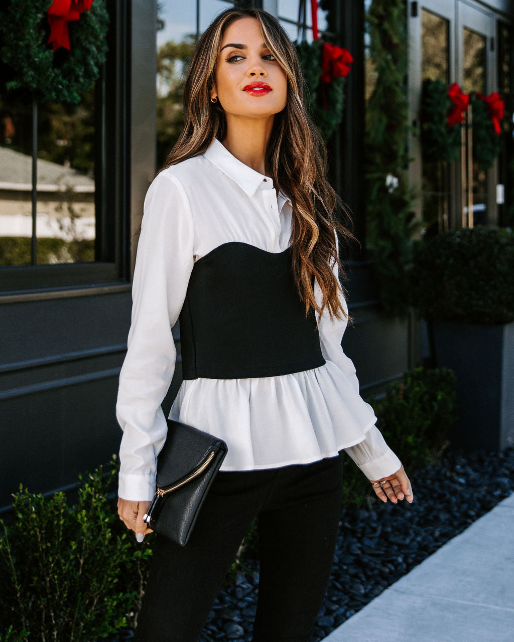 Kyrie Contrast Button Down Knit Bustier Top Ins Street