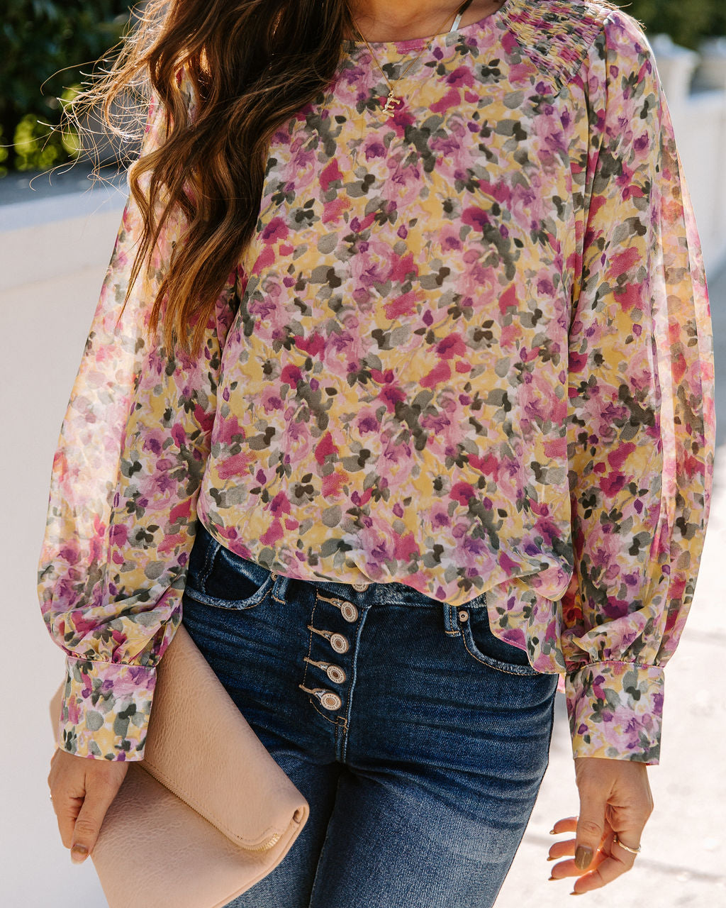 Crazy For Florals Smocked Blouse FLAW-001