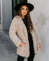 Familiar Feelings Pocketed Faux Fur Jacket - Oatmeal Ins Street