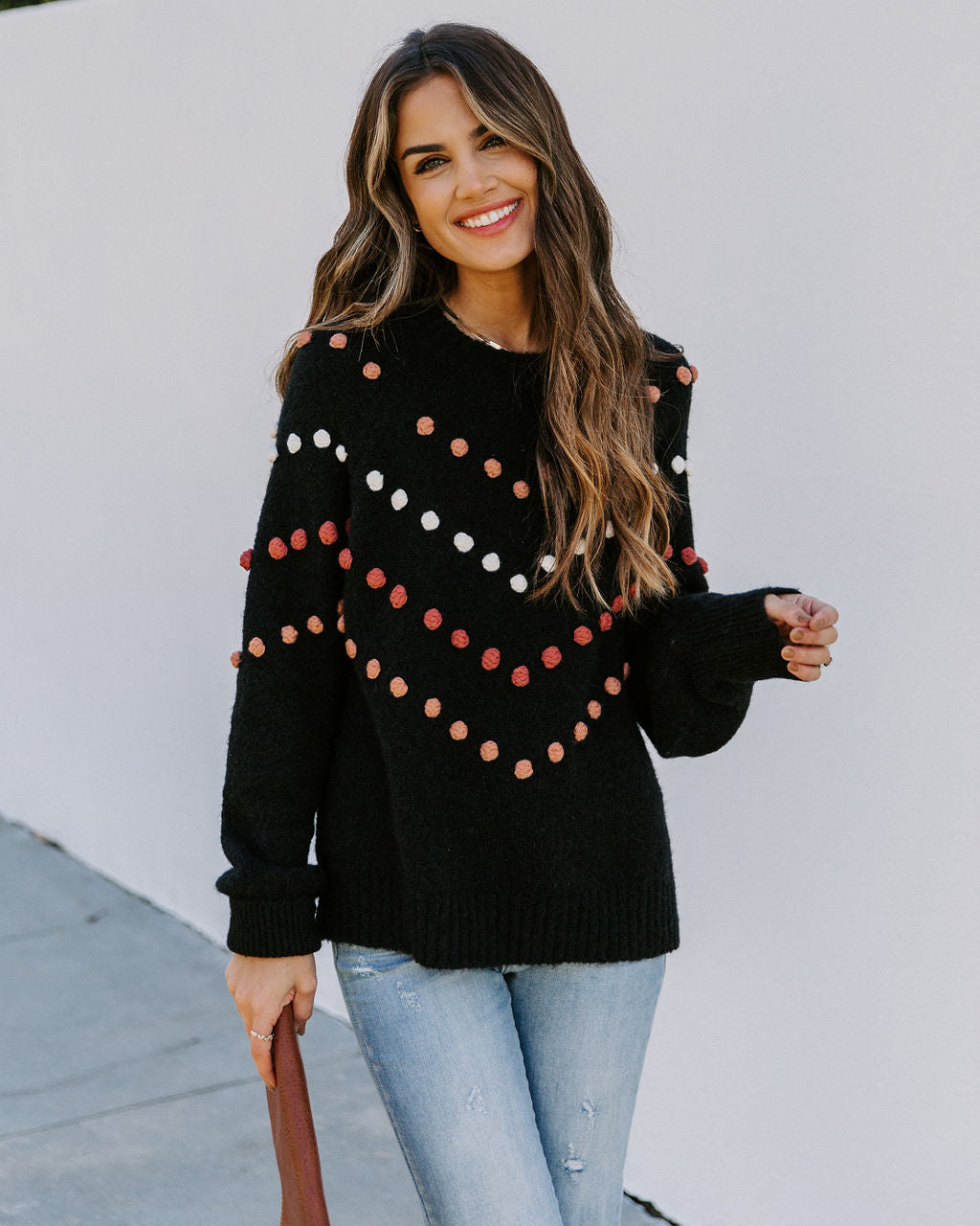 Diamond Peak Knit Pom Sweater Ins Street