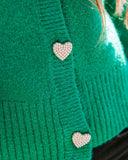 Lovey Button Front Knit Cardigan - Green Ins Street