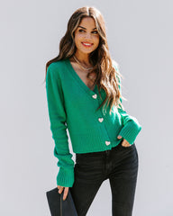 Lovey Button Front Knit Cardigan - Green Ins Street