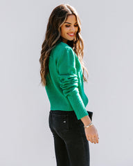 Lovey Button Front Knit Cardigan - Green Ins Street