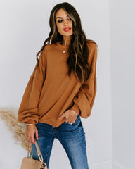 Beyond Cotton Distressed Raglan Pullover - Camel InsStreet