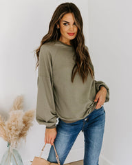 Beyond Cotton Distressed Raglan Pullover - Olive InsStreet