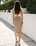 PREORDER - Shelly Linen Blend Wrap Midi Skirt - Khaki Ins Street