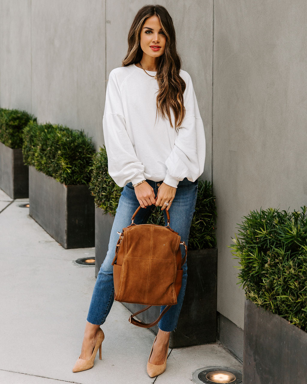 Beyond Cotton Distressed Raglan Pullover - White InsStreet