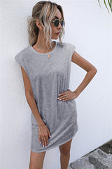 Hilton Cotton Blend Padded T-Shirt Dress - Heather Grey - FINAL SALE Ins Street