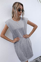 Hilton Cotton Blend Padded T-Shirt Dress - Heather Grey - FINAL SALE Ins Street