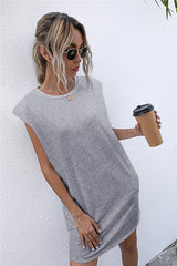 Hilton Cotton Blend Padded T-Shirt Dress - Heather Grey - FINAL SALE Ins Street