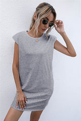 Hilton Cotton Blend Padded T-Shirt Dress - Heather Grey - FINAL SALE Ins Street