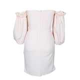 Villy Puff Sleeve Bodycon Dress - Peach Ins Street