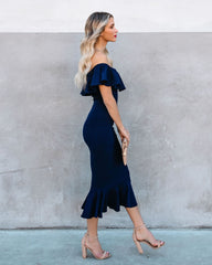 Havana Ruffle Midi Dress - Dusty Blue - FINAL SALE Ins Street