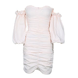 Villy Puff Sleeve Bodycon Dress - Peach Ins Street