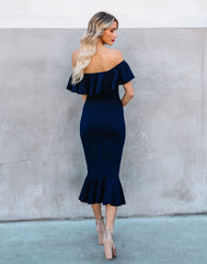 Havana Ruffle Midi Dress - Dusty Blue - FINAL SALE Ins Street